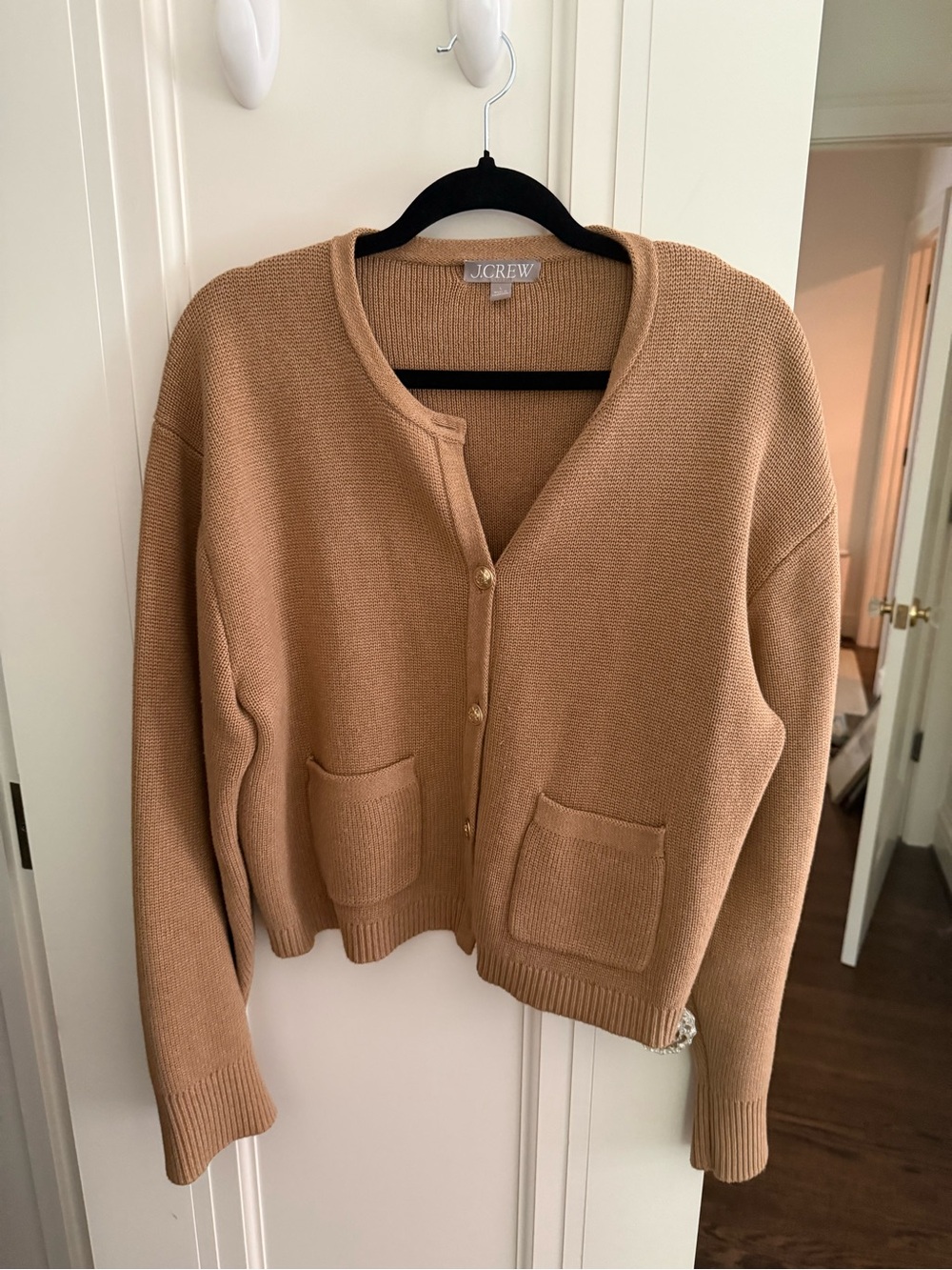 J. Crew Camel Button-Front Knit Cardigan Lady Jacket